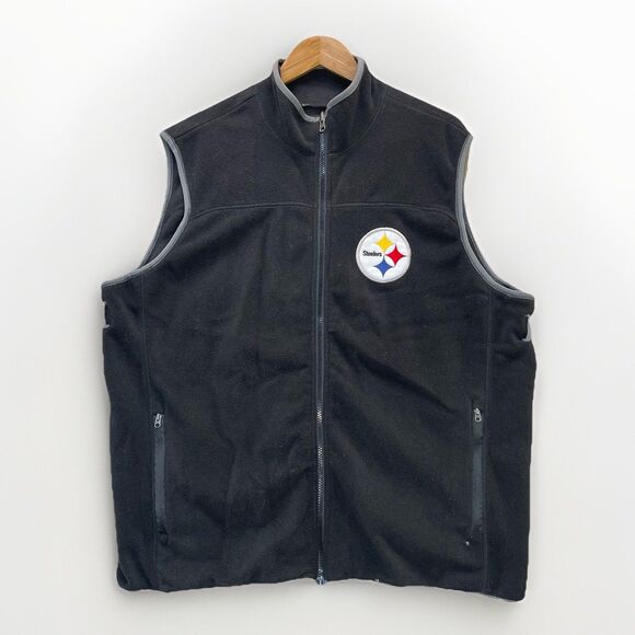 Pittsburgh Steelers NFL Fleece Vest Men’s Large Black Zip Up Football Logo - Picture 1 of 7